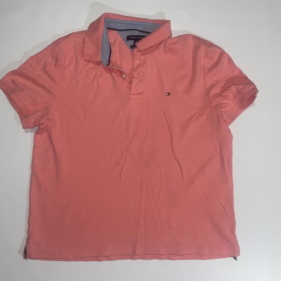 Tommy hilfiger peach casual button up short sleeve t shirt Size large - Picture 1 of 5